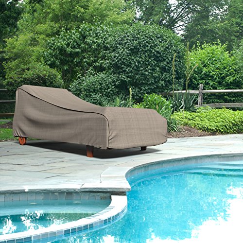 Budge P2A02PM1 English Garden Patio Chaise Lounge Chair Cover Heavy Duty and Waterproof, Medium, Tan Tweed