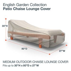 Budge P2A02PM1 English Garden Patio Chaise Lounge Chair Cover Heavy Duty and Waterproof, Medium, Tan Tweed