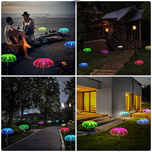 Solar Lights Outdoor Waterproof Solar Garden Lights Decorative 2PACK,IUEECEN Solar Powered Jellyfish Flowers Lights 7Colors Change Fair Stake Garden Decor for Yard Patio Pathway Christmas Decorations