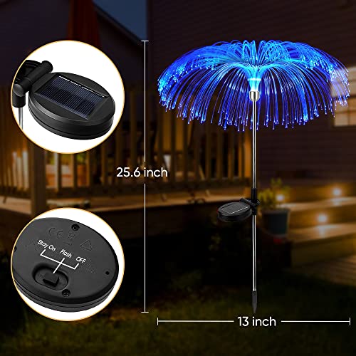 Solar Lights Outdoor Waterproof Solar Garden Lights Decorative 2PACK,IUEECEN Solar Powered Jellyfish Flowers Lights 7Colors Change Fair Stake Garden Decor for Yard Patio Pathway Christmas Decorations