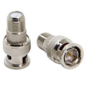 f to bnc connector, 2-pack bnc male plug to f female jack coax adapter 75 ohm, rg6, rg59 connector for scanner, camera