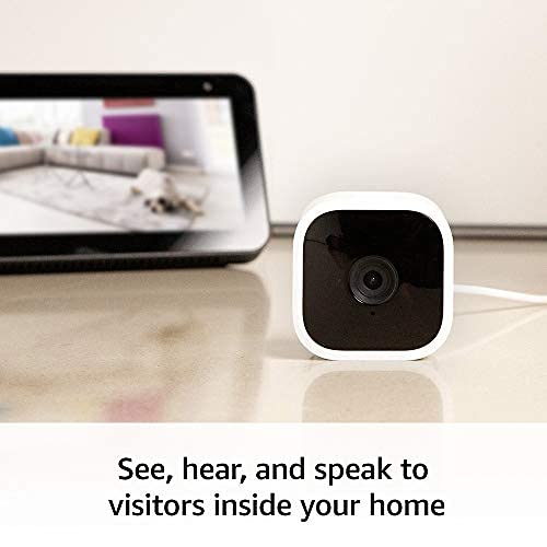 Certified Refurbished Blink Mini – Compact indoor plug-in smart security camera, 1080p HD video, night vision, motion detection, two-way audio, easy set up, Works with Alexa – 1 camera (White)
