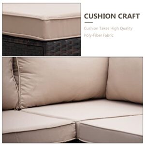 Outdoor Patio Furniture Set 7 Pieces Sectional Rattan Sofa Set Manual Wicker Patio Conversation Set111