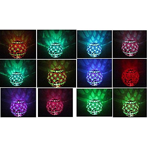 Solar Power Mosaic Glass Pink Ball Garden Light, Color Changing Multi-color Yard Pink Light