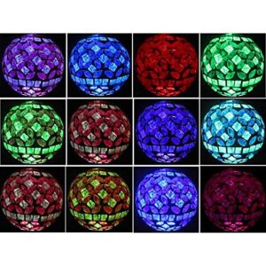 Solar Power Mosaic Glass Pink Ball Garden Light, Color Changing Multi-color Yard Pink Light