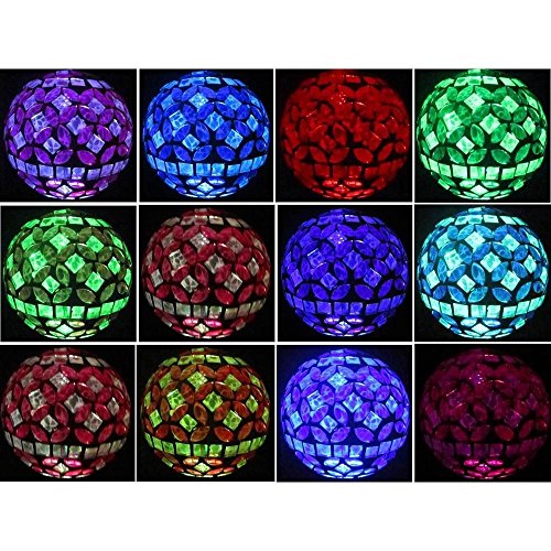 Solar Power Mosaic Glass Pink Ball Garden Light, Color Changing Multi-color Yard Pink Light