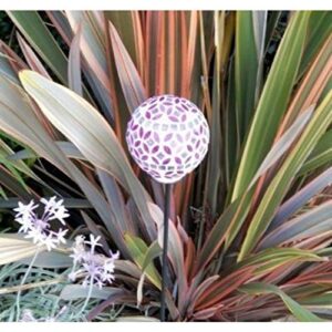 Solar Power Mosaic Glass Pink Ball Garden Light, Color Changing Multi-color Yard Pink Light