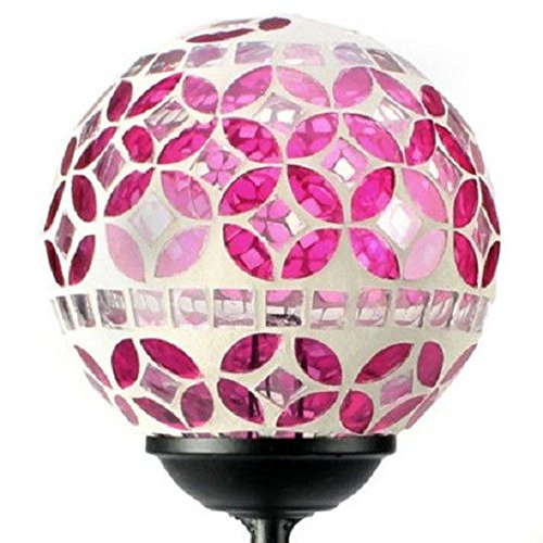 Solar Power Mosaic Glass Pink Ball Garden Light, Color Changing Multi-color Yard Pink Light