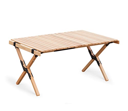 S'more Folding Picnic Table, Portable Camping Table with Carry Bag, Wood Outdoor Table for Picnic, Camping, Travel, Party, Beach, Garden, Patio, gailgating, BBQ,Easy to Assembly (M Size-90cm)