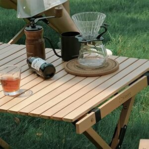 S'more Folding Picnic Table, Portable Camping Table with Carry Bag, Wood Outdoor Table for Picnic, Camping, Travel, Party, Beach, Garden, Patio, gailgating, BBQ,Easy to Assembly (M Size-90cm)