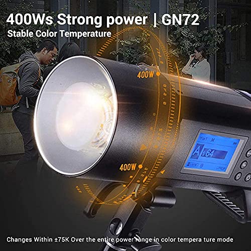 Godox AD400 Pro Outdoor Flash Strobe Light, 400ws 1/8000s HSS TTL All-in-One Studio Strobe, 30W LED Modeling Lamp, 0.01-1s Recycle Time, 390 Full Power Pops Portable Speedlite