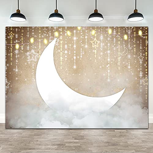 Ticuenicoa 7×5ft Twinkle Twinkle Little Star Backdrop Moon Light Clouds Baby Shower Birthday Newborn Photography Background Kids 1st Birthday Wall Decor Party Decorations