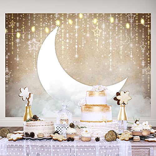 Ticuenicoa 7×5ft Twinkle Twinkle Little Star Backdrop Moon Light Clouds Baby Shower Birthday Newborn Photography Background Kids 1st Birthday Wall Decor Party Decorations