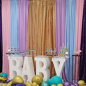 2Pcs 3Ft x 8Ft Gold Sequin Backdrop Curtain, Glitter Photography Background, Sequence Xmas Thanksgiving Backdrop for Wedding Party Holiday Festival Decor…