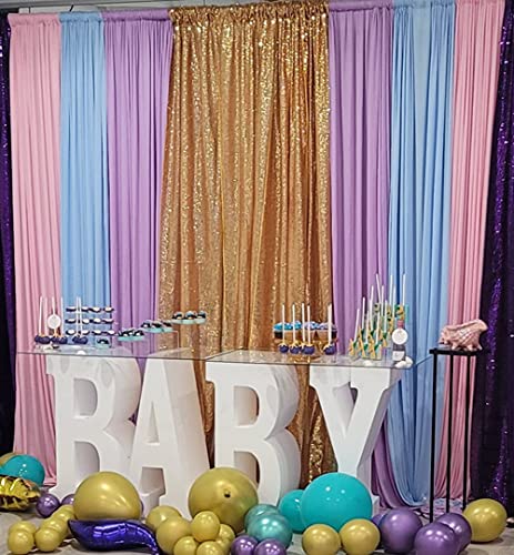 2Pcs 3Ft x 8Ft Gold Sequin Backdrop Curtain, Glitter Photography Background, Sequence Xmas Thanksgiving Backdrop for Wedding Party Holiday Festival Decor…