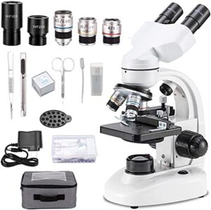 compound binocular microscope,wf10x and wf25x eyepieces,40x-2000x magnification, led illumination two-layer mechanical stage,microscope for adults