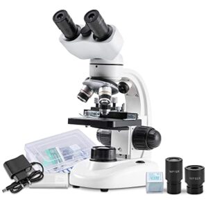 Compound Binocular Microscope,WF10x and WF25x Eyepieces,40X-2000X Magnification, LED Illumination Two-Layer Mechanical Stage,Microscope for Adults