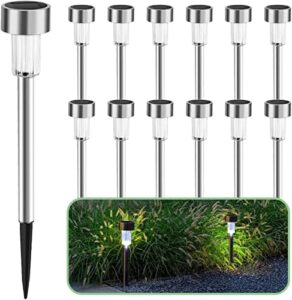 insome solar lights outdoor waterproof,12 pack stainless steel bright solar powered landscape lights,solar pathway lights,solar garden lights for yard patio walkway spike