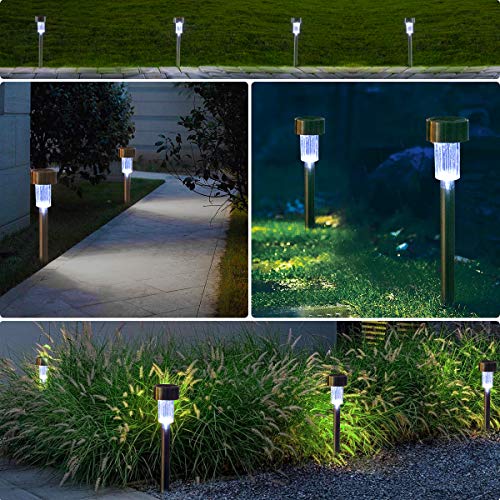 INSOME Solar Lights Outdoor Waterproof,12 Pack Stainless Steel Bright Solar Powered Landscape Lights,Solar Pathway Lights,Solar Garden Lights for Yard Patio Walkway Spike