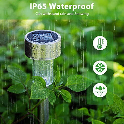 INSOME Solar Lights Outdoor Waterproof,12 Pack Stainless Steel Bright Solar Powered Landscape Lights,Solar Pathway Lights,Solar Garden Lights for Yard Patio Walkway Spike