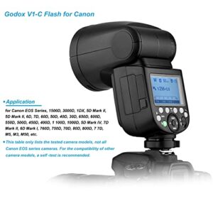 Godox V1-C Round Head Camera Flash Speedlite for Canon, 2.4G Wireless 1/8000S HSS Flash for Canon 6D 7D 50D 60D 500D 550D 600D 650D etc, Suitable for Wedding Portrait Studio Outdoor Photography