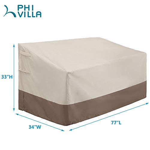 PHI VILLA 77" L x 34" W x31 H Outdoor Loveseat Cover,Patio Bench Cover Waterproof for Loveseat, Bench, Sofa, Medium