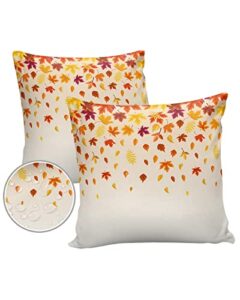 outdoor pillows 18×18 waterproof outdoor pillow covers fall marple leaves thanksgiving polyester throw pillow covers garden cushion decorative case for patio couch decoration set of 2 autumn harvest