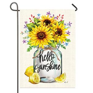 sunflower burlap garden flag, 12.5 x 18 inches yard flag, double sided printing with sunshine flowers, bright colors decorative flag banner indoor and outdoor deco for homes and gardens