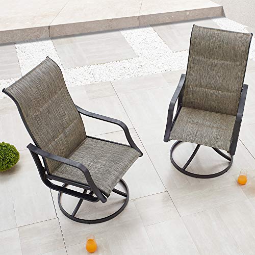 Top Space Patio Dining Chairs Textilene High Back Outdoor Swivel Rockers Set with All Weather Frame (Gray,Set of 2)