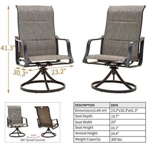 Top Space Patio Dining Chairs Textilene High Back Outdoor Swivel Rockers Set with All Weather Frame (Gray,Set of 2)