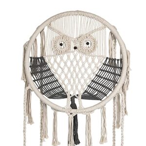 Prime Garden Hammock Chair, Owl Hanging Macrame Swing with Hardware Kits, Handmade Knitted Mesh Rope Swing Chair for Indoor, Outdoor, Bedroom, Patio, Garden, Small (Width 60 CM)