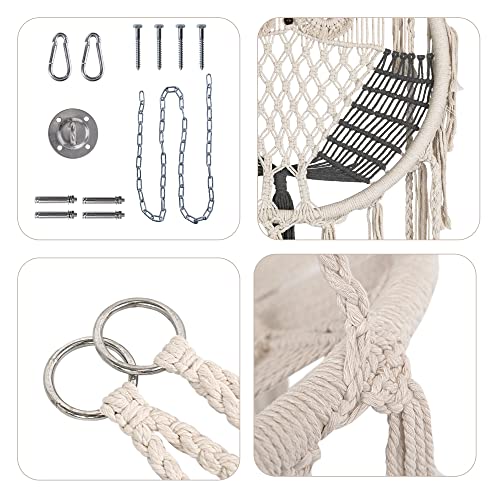 Prime Garden Hammock Chair, Owl Hanging Macrame Swing with Hardware Kits, Handmade Knitted Mesh Rope Swing Chair for Indoor, Outdoor, Bedroom, Patio, Garden, Small (Width 60 CM)