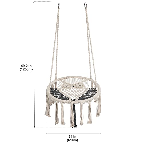 Prime Garden Hammock Chair, Owl Hanging Macrame Swing with Hardware Kits, Handmade Knitted Mesh Rope Swing Chair for Indoor, Outdoor, Bedroom, Patio, Garden, Small (Width 60 CM)