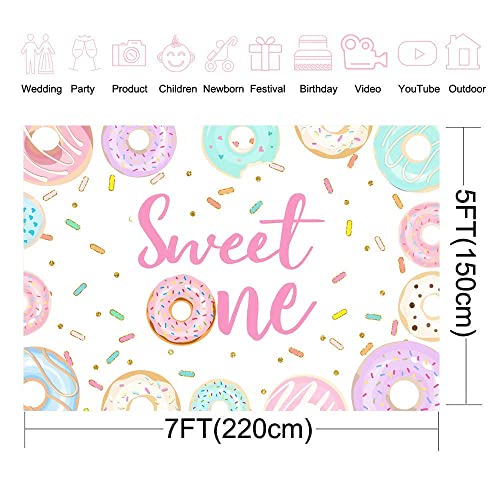 Avezano Donut Sweet One Backdrop Donut 1st Birthday Party Decoration 7x5ft Vinyl Sweet Donut Theme 1st Birthday Party Supplies Girls First Birthday Party Banner Photography Background