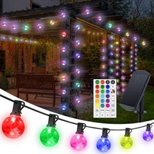 30ft g40 solar christmas lights outdoor, waterproof christmas lights color changing string lights with 30 shatterproof led light bulbs, solar outdoor lights for patio cafe backyard garden porch decor