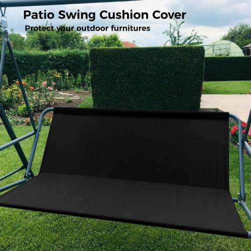 Homaisson Swing Cushion Covers, Waterproof Outdoor Swing Seat Protection Cover, 600D Oxford Cushion Replacement Swing Seat Cover for Patio Garden Yard, Black, 58 x 40 in