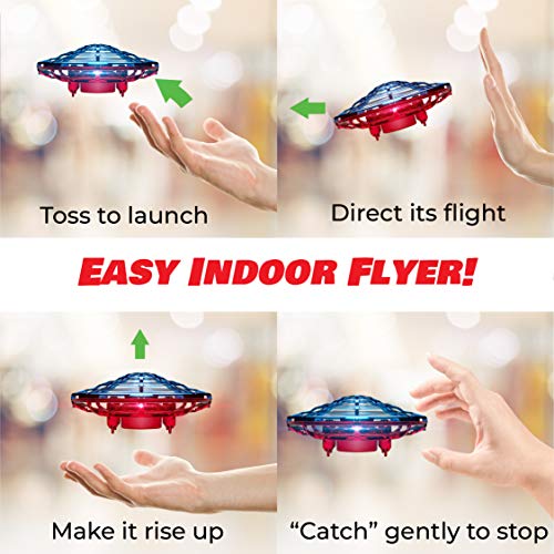 Force1 Scoot Combo Hand Operated Drone for Kids or Adults - Hands Free Motion Sensor Mini Drone, Easy Indoor Rechargeable UFO Flying Ball Drone Toy for Boys and Girls (Red/Blue)