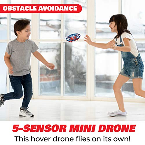 Force1 Scoot Combo Hand Operated Drone for Kids or Adults - Hands Free Motion Sensor Mini Drone, Easy Indoor Rechargeable UFO Flying Ball Drone Toy for Boys and Girls (Red/Blue)