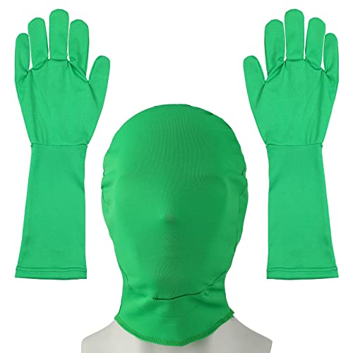 Chromakey Green Screen Gloves Hood Chroma Key Green Glove Hood Invisible Effects Background Chroma Keying Green Gloves and Hood for Green Screen Photography Photo Video Film Make