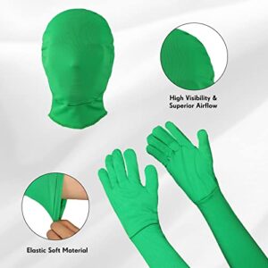 Chromakey Green Screen Gloves Hood Chroma Key Green Glove Hood Invisible Effects Background Chroma Keying Green Gloves and Hood for Green Screen Photography Photo Video Film Make
