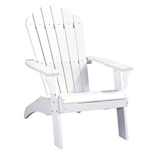 polyteak extra large adirondack chair, premium weather resistant poly lumber, outdoor patio furniture, up to 350 lbs, wide seat outside chairs for porches, decks, and pool side, king collection, white