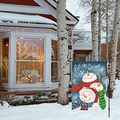 CVHOMEDECO. Double Sided Premium Christmas Snowman Garden Flag Snowmans Snowflake Decorative Flags for Yard Lawn Outdoor Decor, Weather Resistant Double Stitched, 12.5 x 18 Inch