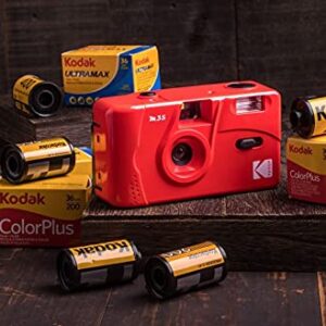 Kodak M35 Film Camera, Reusable, Focus Free, Easy to Use, Build in Flash and Compatible with 35mm Color Negative or Bl/W Film (Film and AAA Battery NOT Included) (Flame Scarlet)