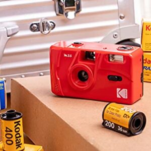 Kodak M35 Film Camera, Reusable, Focus Free, Easy to Use, Build in Flash and Compatible with 35mm Color Negative or Bl/W Film (Film and AAA Battery NOT Included) (Flame Scarlet)