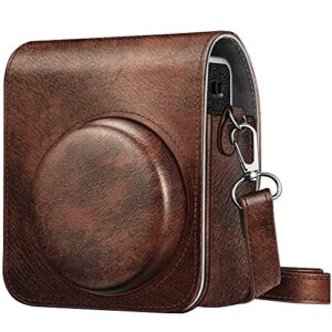 fintie protective case for fujifilm instax mini 40 instant camera – premium vegan leather bag cover with removable adjustable strap, vintage brown