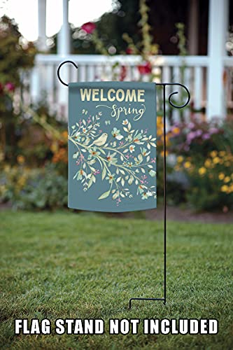 Toland Home Garden 1112561 Welcome Spring Birds Spring Flag 12x18 Inch Double Sided Spring Garden Flag for Outdoor House Flower Flag Yard Decoration