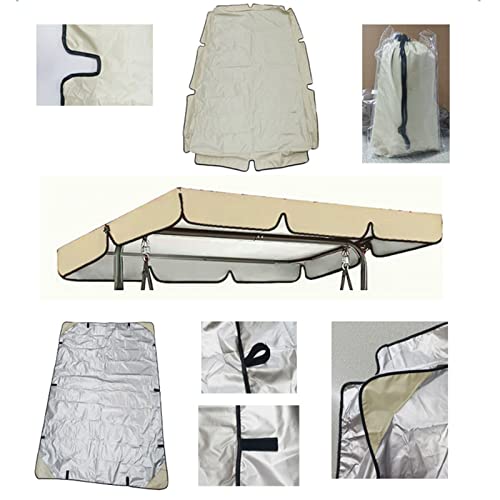 Outdoor Swing Canopy Replacement Cover & Swing Cushion Cover 3 Seater, Waterproof Garden Seater Sun Shade Porch Hammock Patio Swing Cover,Xanperex,Brown,190x132x15cm/75x52x6''…