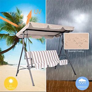 Outdoor Swing Canopy Replacement Cover & Swing Cushion Cover 3 Seater, Waterproof Garden Seater Sun Shade Porch Hammock Patio Swing Cover,Xanperex,Brown,190x132x15cm/75x52x6''…