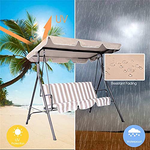 Outdoor Swing Canopy Replacement Cover & Swing Cushion Cover 3 Seater, Waterproof Garden Seater Sun Shade Porch Hammock Patio Swing Cover,Xanperex,Brown,190x132x15cm/75x52x6''…