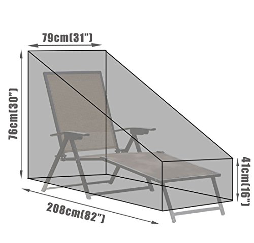 Comfysail Sun Lounger Cover Waterproof Sunbed Cover Outdoor Garden Patio Furniture with a Storage Bag,Black,208x76x41/79cm